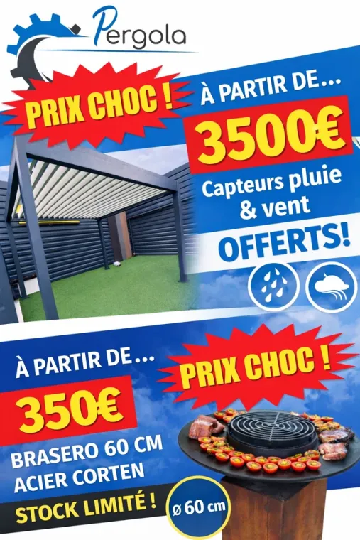 MMI Pergola propose de nouveaux prix sur des pergolas bioclimatiques et une nouvelle gamme de braseros, Bourg-en-Bresse, MMI